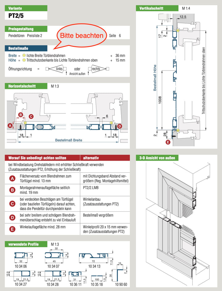 Insektenschutz-Pendeltür PT 2/5 von Neher, Produktblatt, maßgefertigt online bestellen bei Fachhändler Insekten bleiben draußen