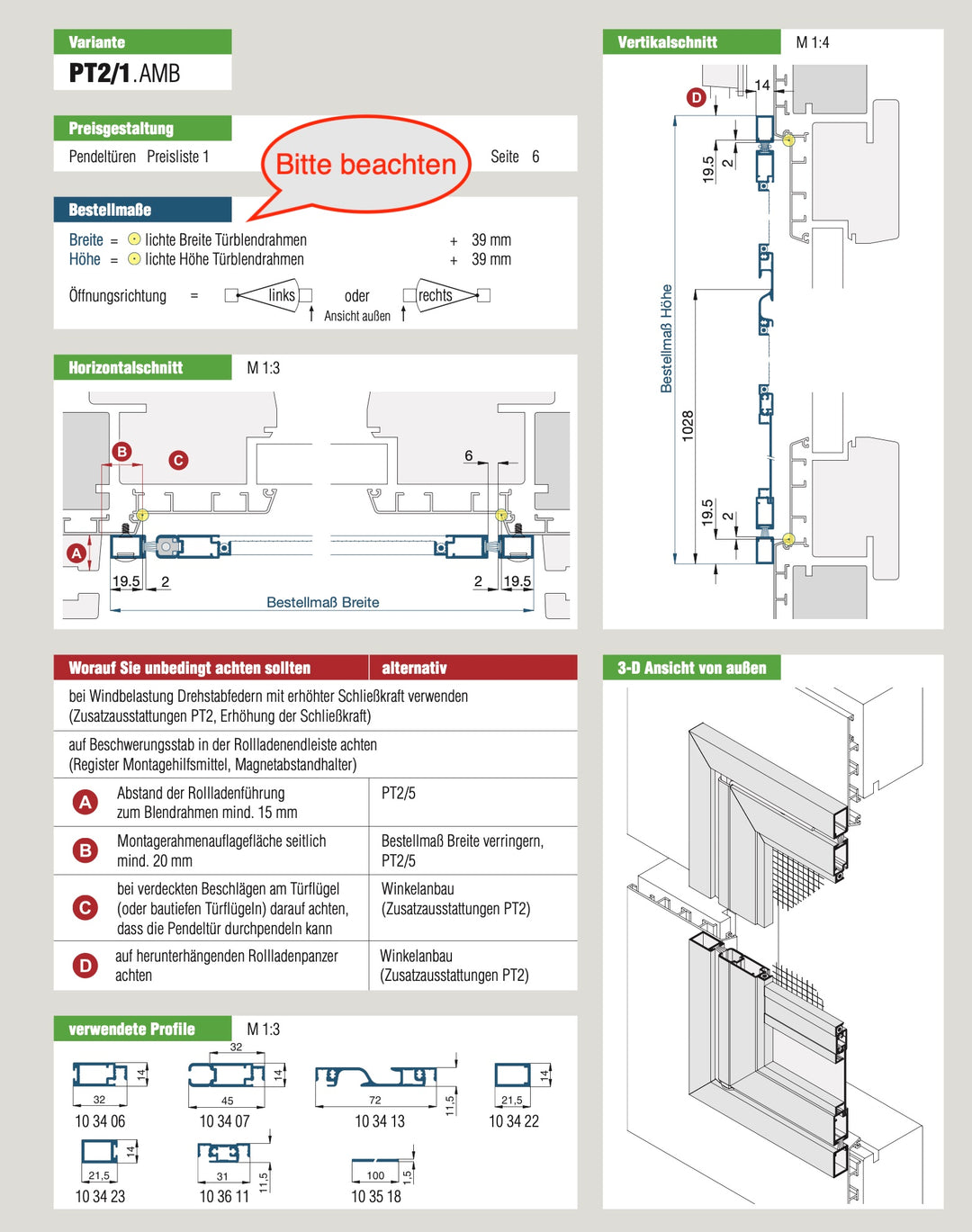 Mückengitter-Pendeltür PT2/1 AMB_Produktblatt, maßgefertigt, richtiges Aufmaß nehmen, Online-Shop Insekten bleiben draussen