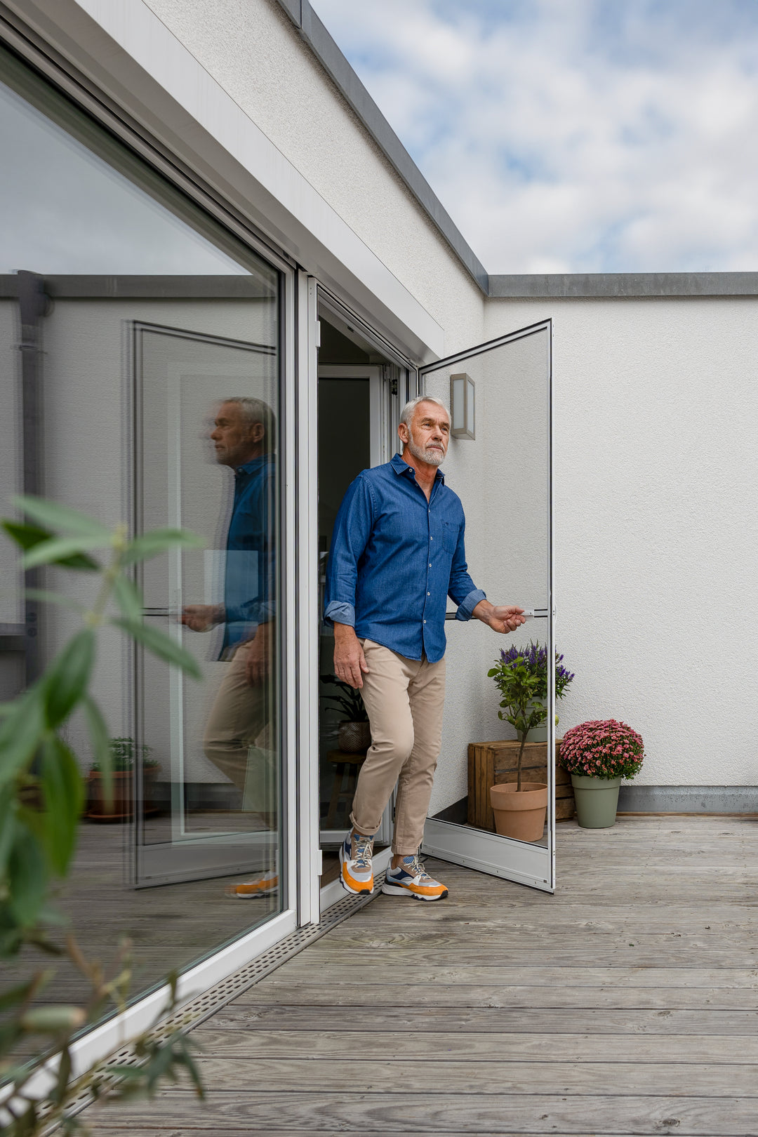 Neher Fliegengitter-Drehtür DT3.6 LMB, Montage ohne Bohren, für Terrasse und Balkon, maßgefertigt, Online-Shop Insekten bleiben draussen